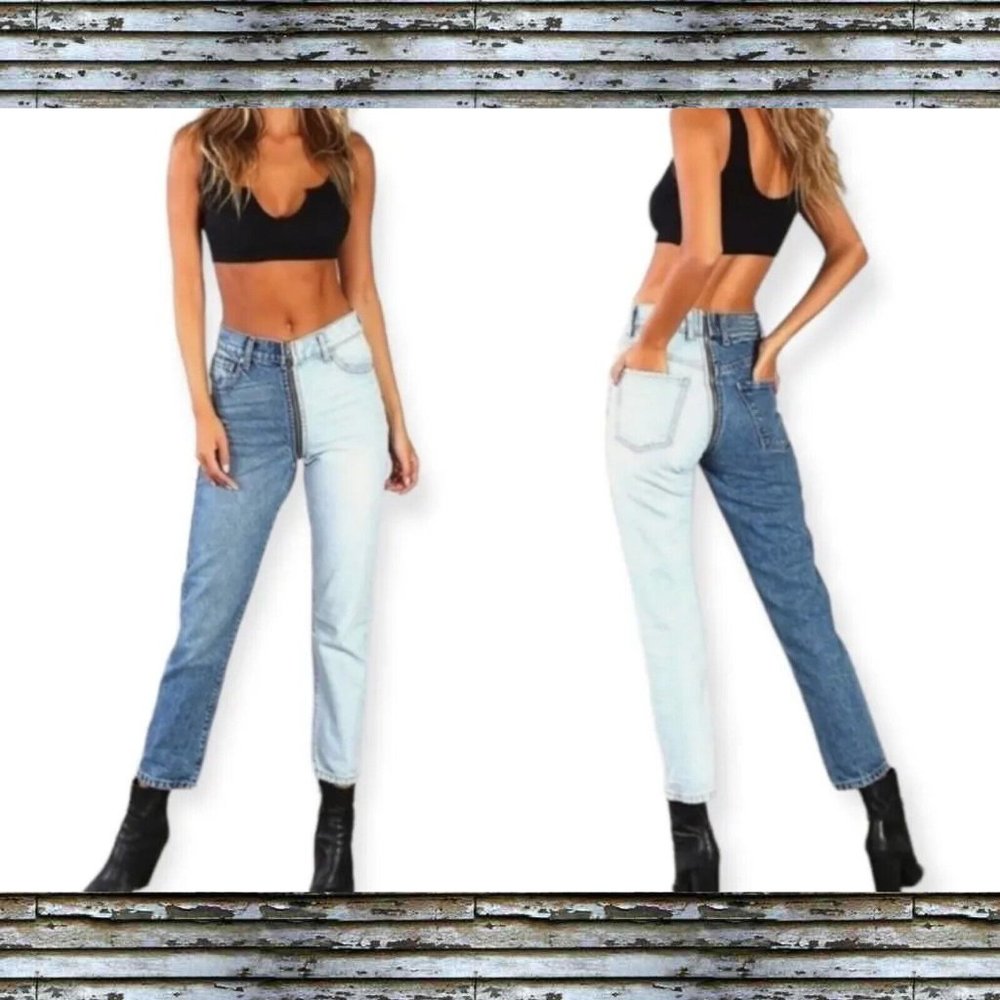 Revice Yin Yang Vtg Denim Jeans Two Tone Full Zip Women’s Waist Size 24 inches